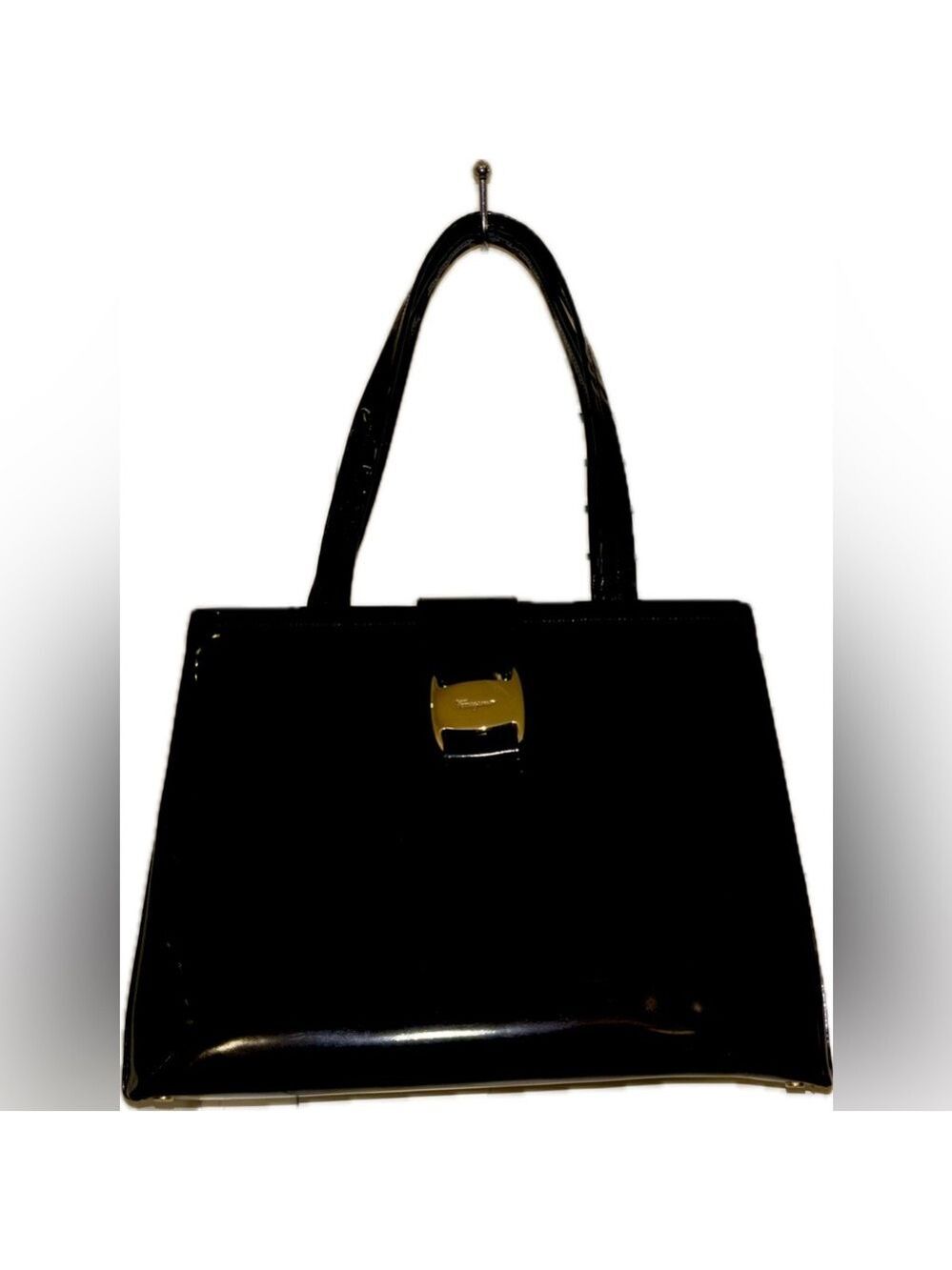 Salvatore Ferragamo Black Shoulder Bag with Gold Clasp